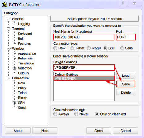 PuTTY Settings